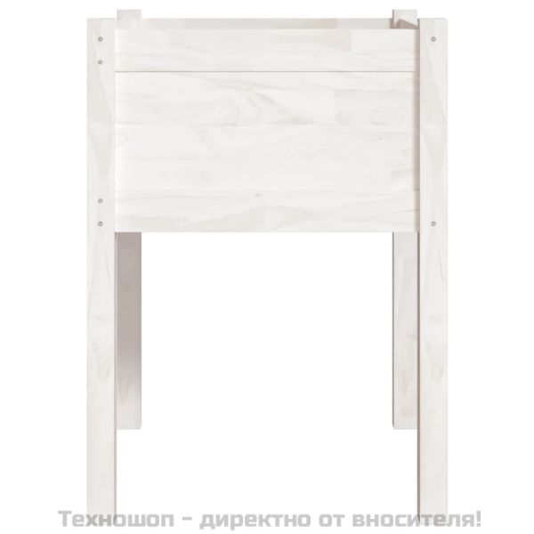 Градински сандък, бял, 50x50x70 см, бор масив