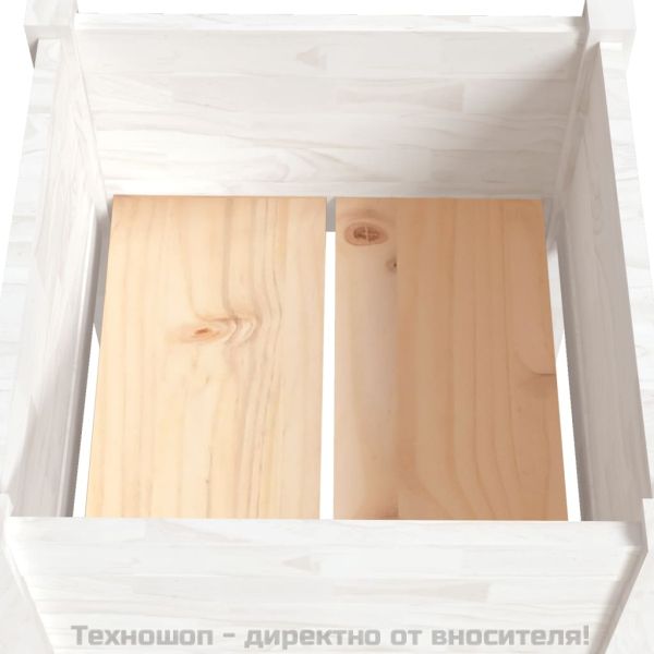 Градински сандък, бял, 50x50x70 см, бор масив