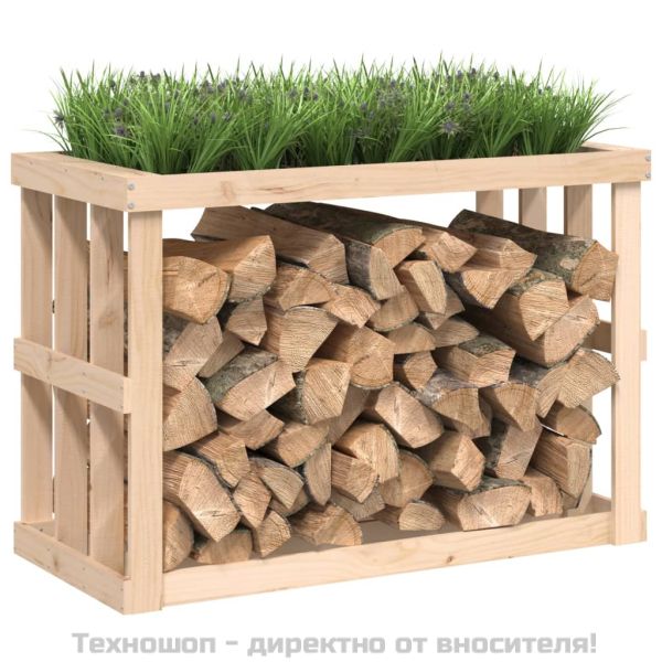 Външна поставка за дърва за огрев 108x52x74 см бор масив