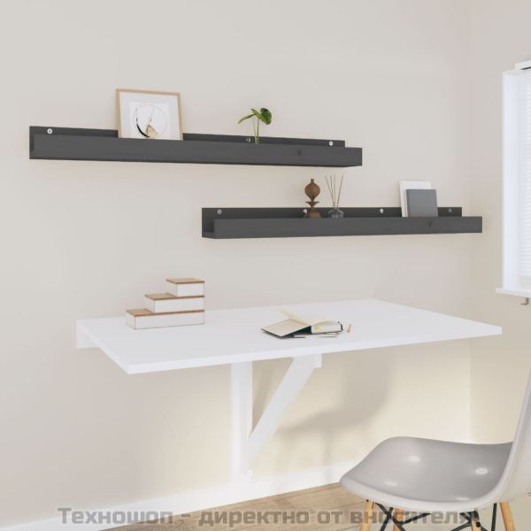 Стенни рафтове, 2 бр, сива, 110x12x9 см масивно борово дърво