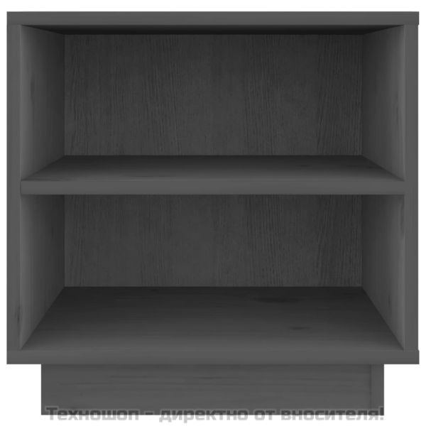 Нощни шкафчета, 2 бр, сиви, 40x34x40 см, борово дърво масив