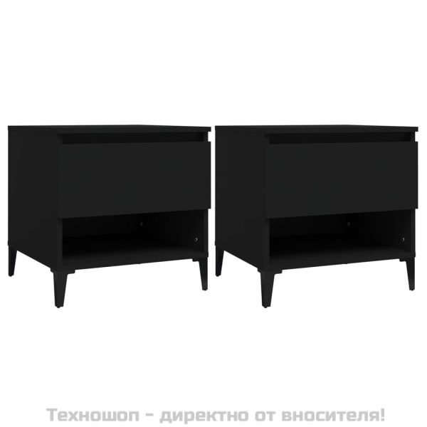 Странични маси, 2 бр, черни, 50x46x50 см, инженерно дърво
