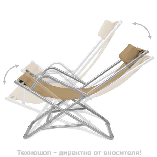 Накланящи къмпинг столове, 2 бр, стомана, таупе
