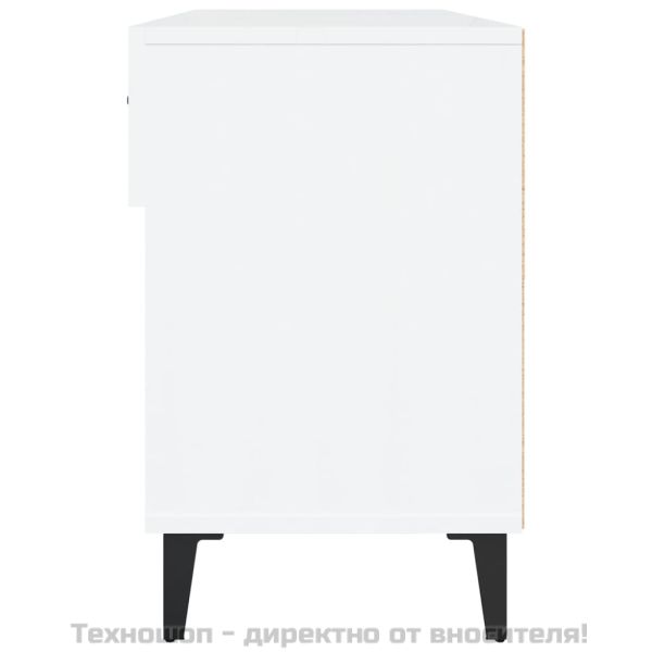 Шкаф за обувки, бял гланц, 102x35x55 см, инженерно дърво