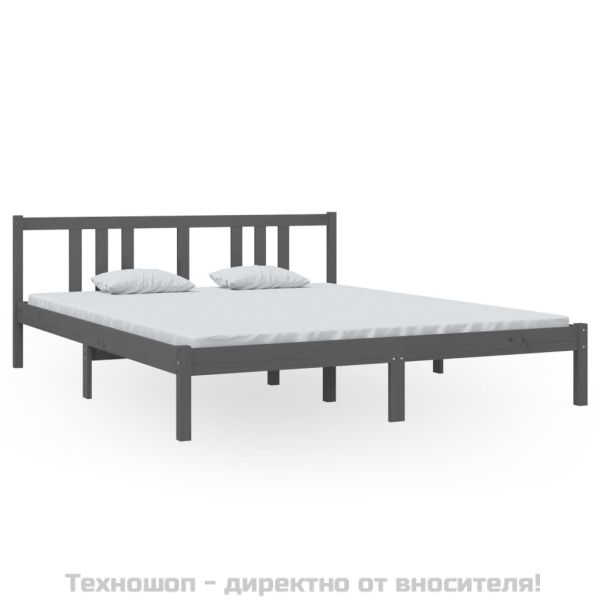 Рамка за легло, сива, дърво масив, 160х200 см