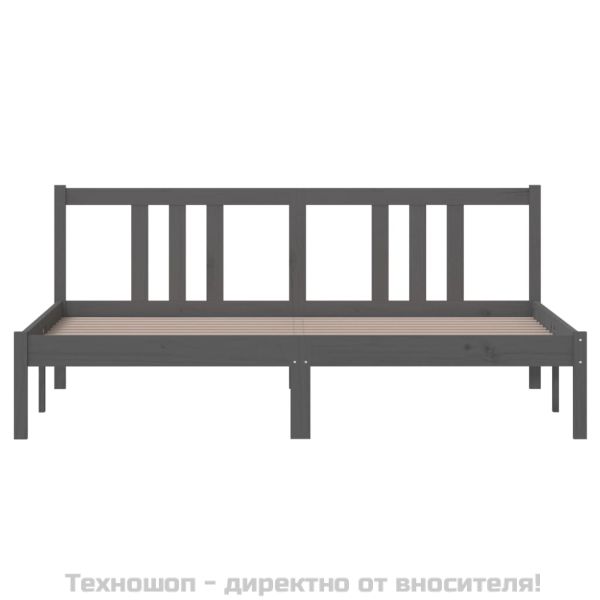 Рамка за легло, сива, дърво масив, 160х200 см