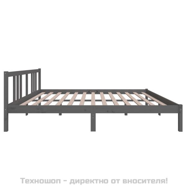 Рамка за легло, сива, дърво масив, 160х200 см