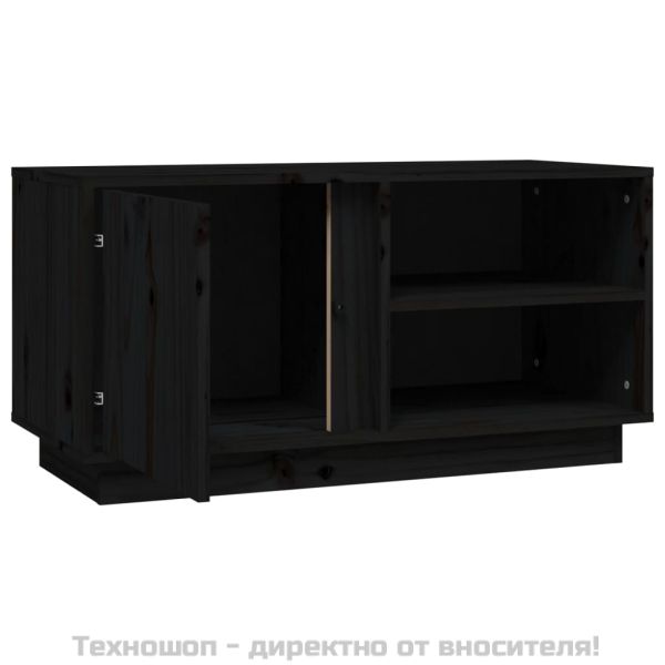 ТВ шкаф, черен, 80x35x40,5 см, бор масив