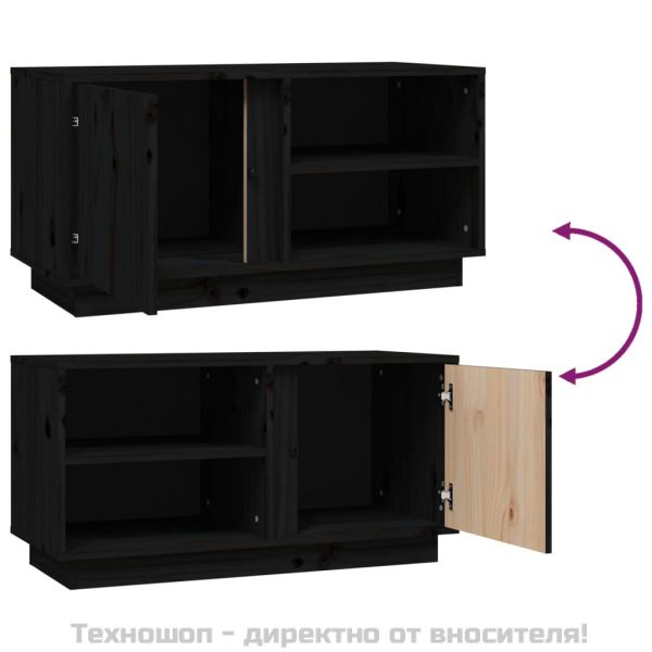 ТВ шкаф, черен, 80x35x40,5 см, бор масив