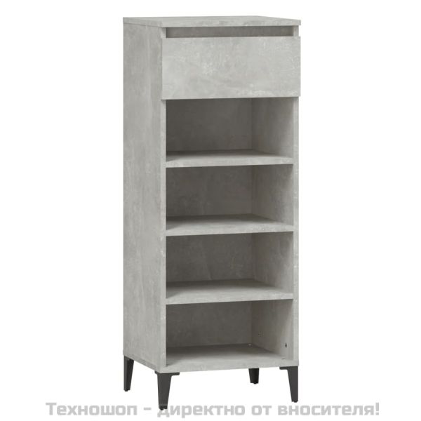 Етажерка за обувки, бетонно сива, 40x36x105 см, инженерно дърво