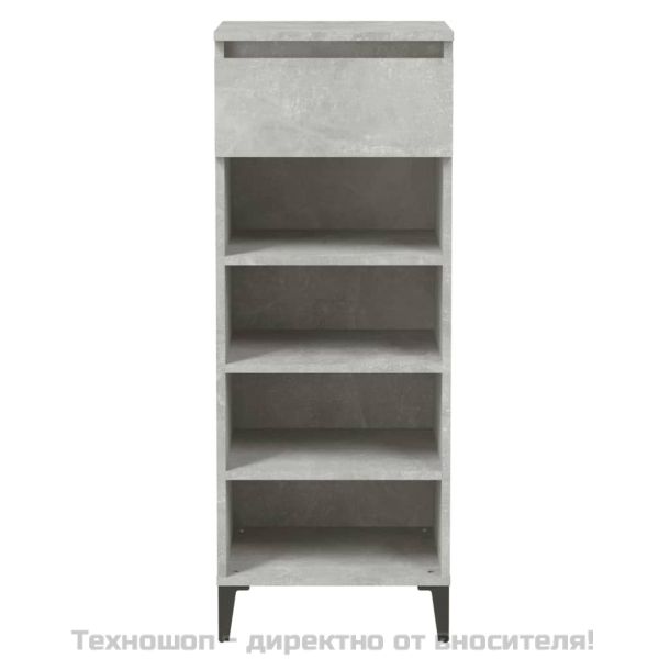 Етажерка за обувки, бетонно сива, 40x36x105 см, инженерно дърво