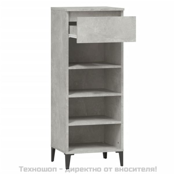 Етажерка за обувки, бетонно сива, 40x36x105 см, инженерно дърво
