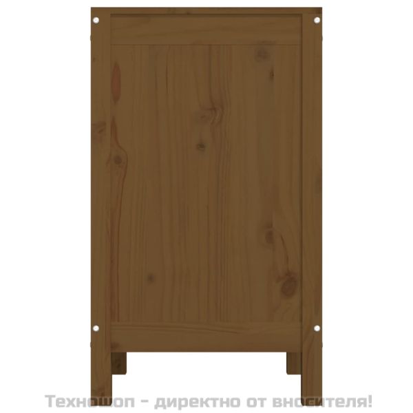 Кутия за пране, меденокафява, 44x44x76 см, борово дърво масив