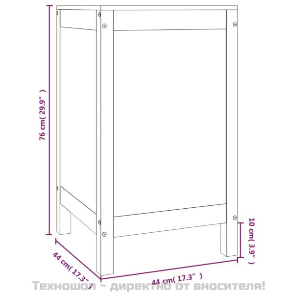 Кутия за пране, меденокафява, 44x44x76 см, борово дърво масив