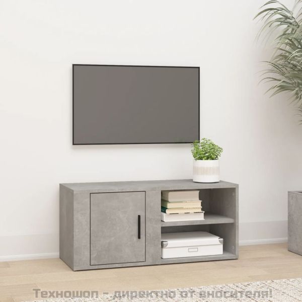 ТВ шкаф, бетонно сив, 80x31,5x36 см, инженерно дърво