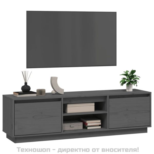 ТВ шкаф, сив, 140x35x40 см, бор масив