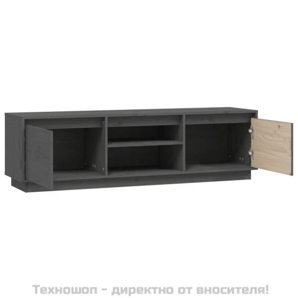 ТВ шкаф, сив, 140x35x40 см, бор масив