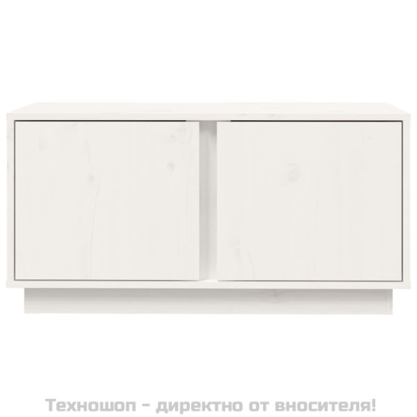 ТВ шкаф, бял, 80x35x40,5 см, бор масив