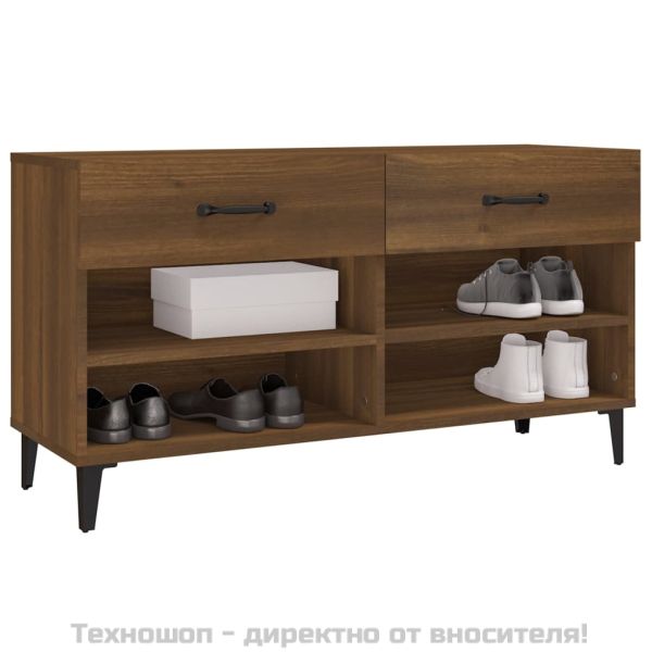 Шкаф за обувки, кафяв дъб, 102x35x55 см, инженерно дърво