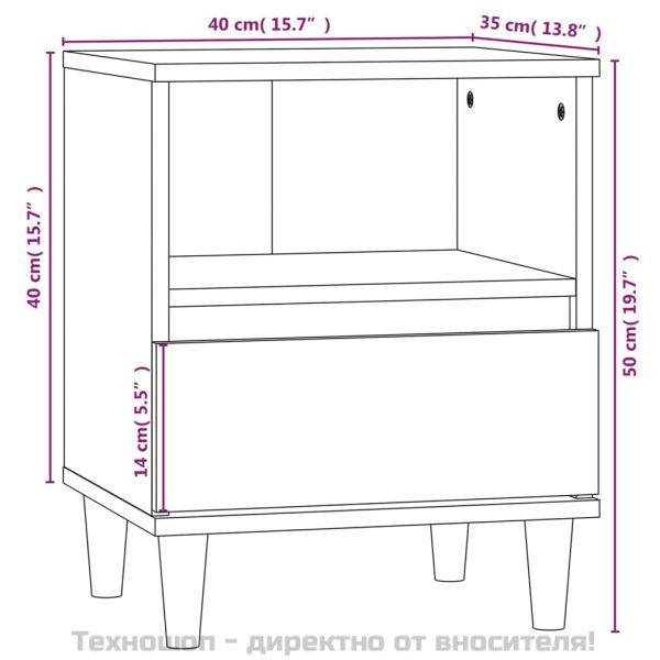 Нощно шкафче, черно,40x35x50 см