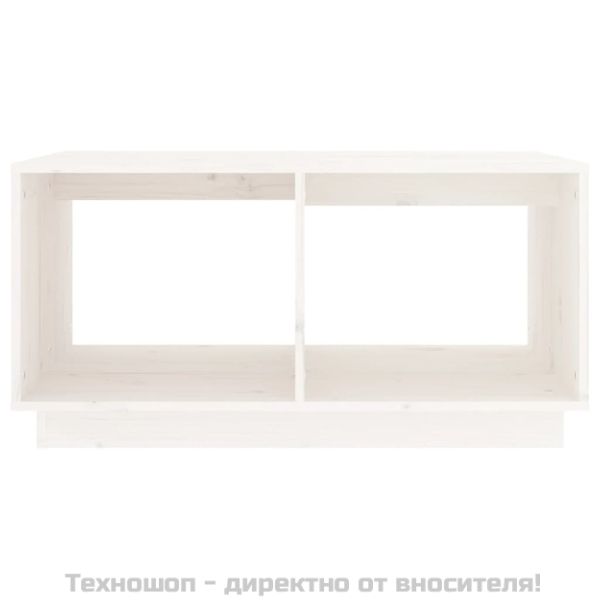 Кафе маса, бяла, 80x50x40 см, борово дърво масив