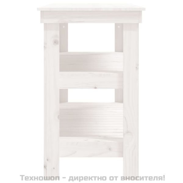 Работна маса бяла 110,5x50x80 см борово дърво масив