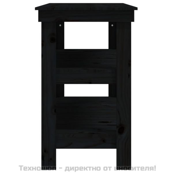 Работна маса черна 110,5x50x80 см борово дърво масив