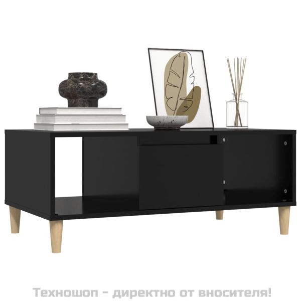 Кафе маса, черна, 90x50x36,5 см, инженерно дърво