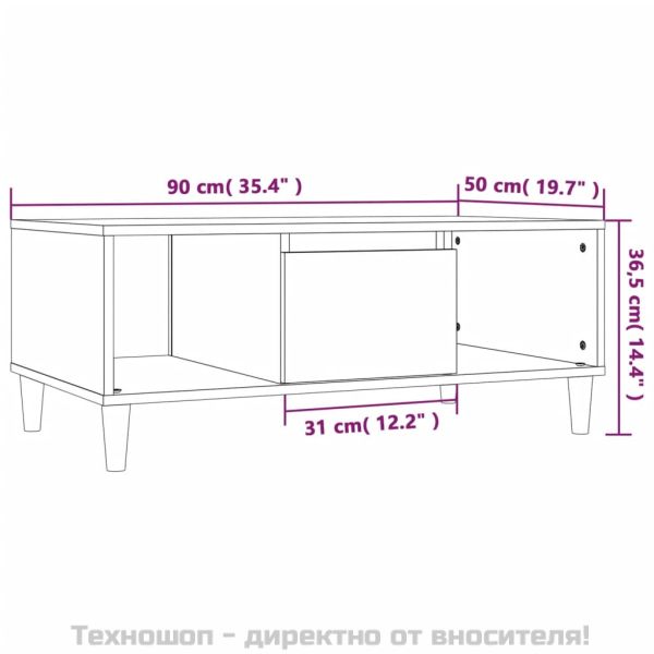 Кафе маса, черна, 90x50x36,5 см, инженерно дърво