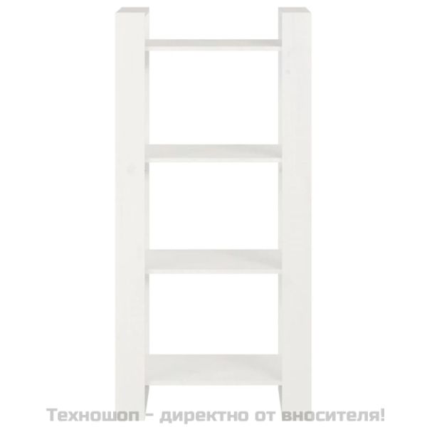 Библиотека/разделител за стая, бяла, 60x35x125 см, бор масив