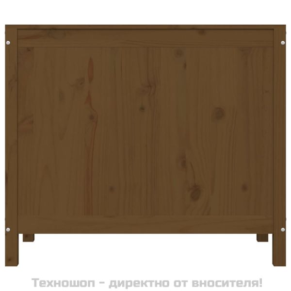 Кутия за пране, меденокафява, 88,5x44x76 см, борово дърво масив