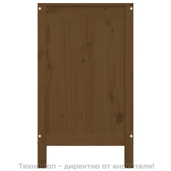 Кутия за пране, меденокафява, 88,5x44x76 см, борово дърво масив