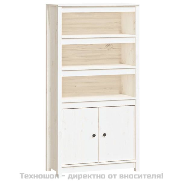 Висок шкаф, бял, 80x35x154 см, борово дърво масив