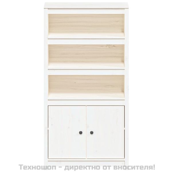 Висок шкаф, бял, 80x35x154 см, борово дърво масив