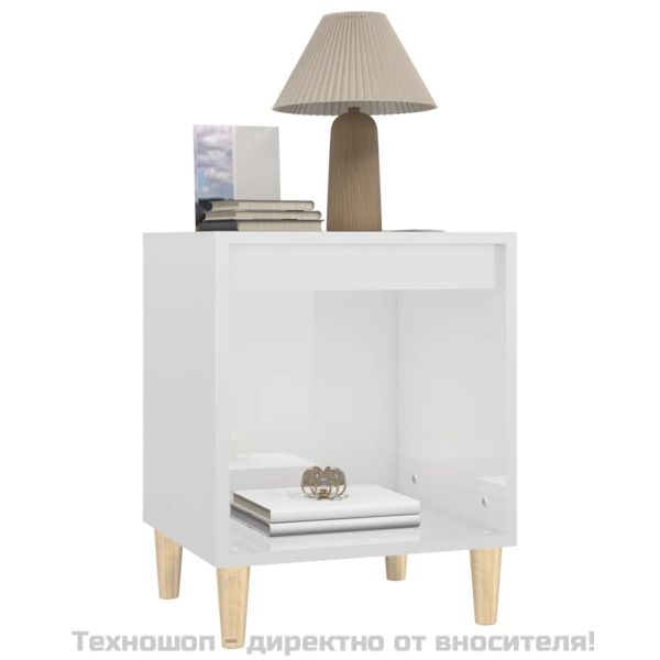 Нощни шкафчета, 2 бр, бял гланц, 40x35x50 см