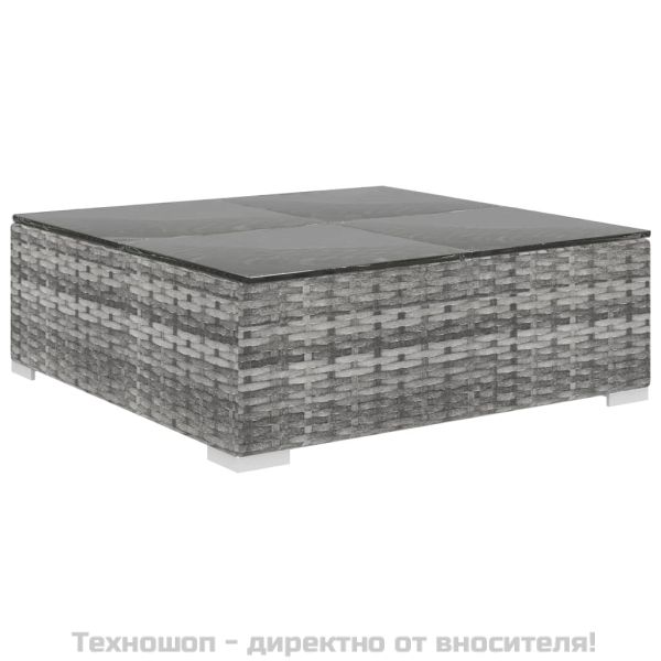 Градински комплект с възглавници, 5 части, полиратан, сив