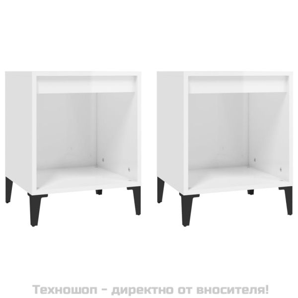 Нощни шкафчета, 2 бр, бял гланц, 40x35x50 см