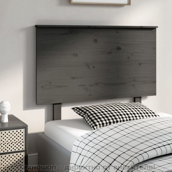 Горна табла за легло, сива, 104x6x82,5 см, бор масив