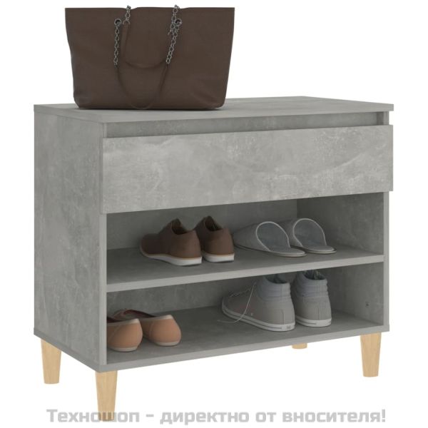 Шкаф за обувки, бетонно сив, 70x36x60 см, инженерно дърво