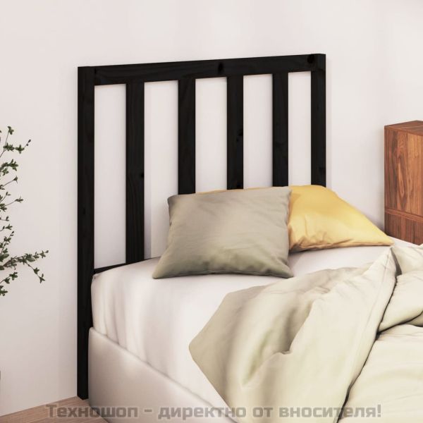 Горна табла за легло, черна, 96x4x100 см, бор масив