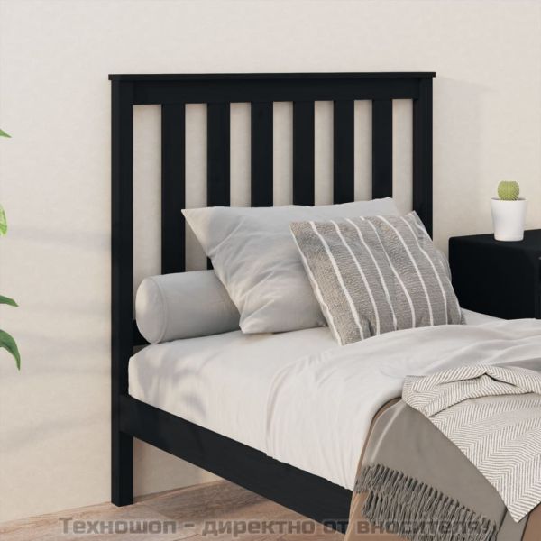 Горна табла за легло, черна, 96x6x101 см, бор масив