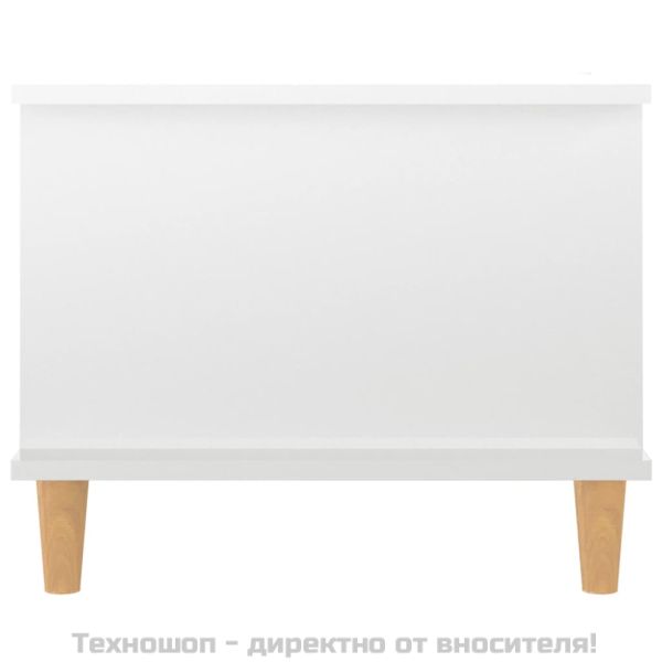 Кафе маса, бял гланц, 90x50x40 см, инженерно дърво