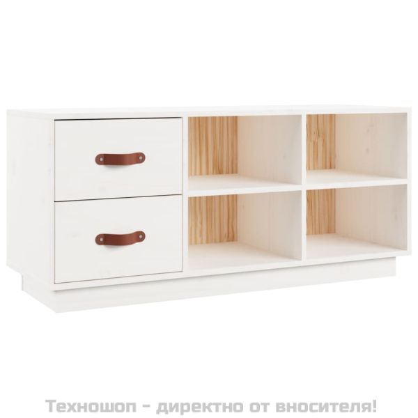 Пейка за обувки бяла 100x34x45 см масивна борова дървесина