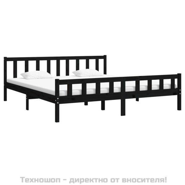 Рамка за легло, черна, дърво масив, 160х200 см
