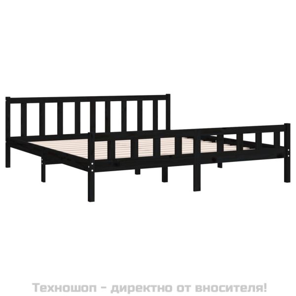 Рамка за легло, черна, дърво масив, 160х200 см