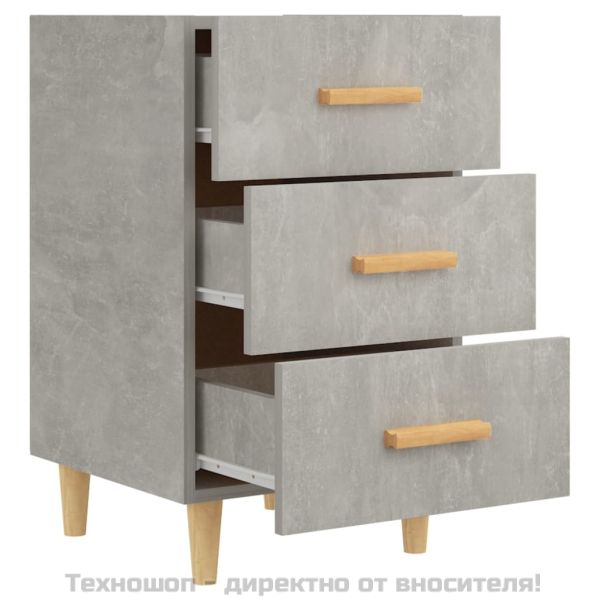 Нощно шкафче, бетонно сиво, 40x40x66 см, инженерно дърво