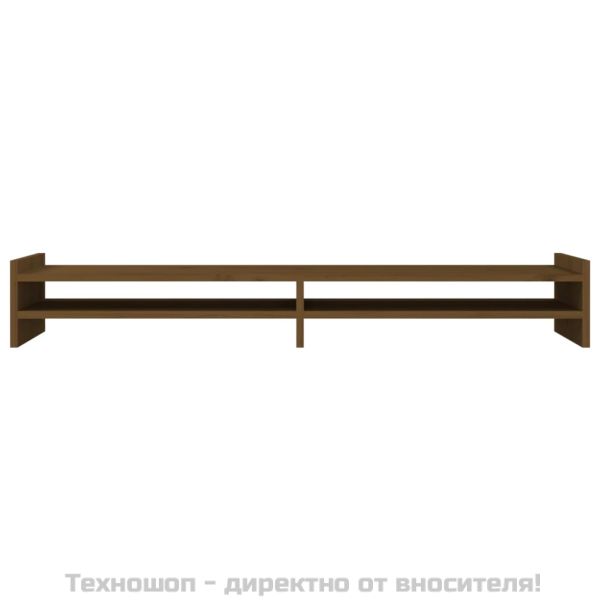 Поставка за монитор, меденокафява, 100x27x15 см, бор масив