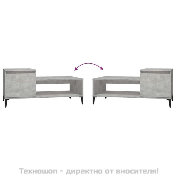 Кафе маса, бетонно сива, 100x50x45 см, инженерно дърво