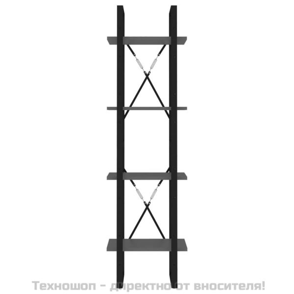 4-етажна библиотека, сива, 40x30x140 см, инженерно дърво