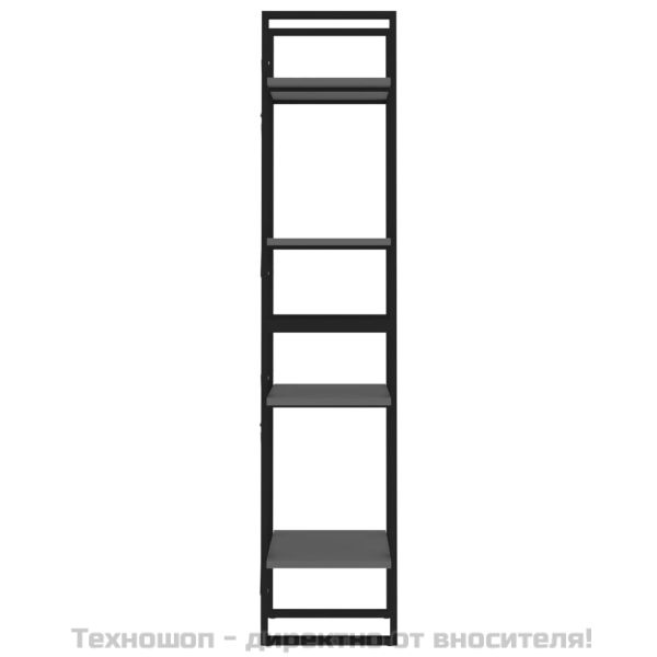 4-етажна библиотека, сива, 40x30x140 см, инженерно дърво